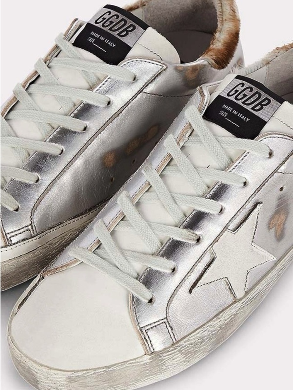 GOLDEN GOOSE Sneakers Superstar - Silver Leather / Pony Hair Size 37 - Picture 2 of 9